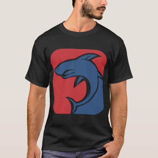 rode blauwe haai t-shirt (Voorkant)