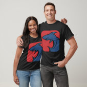 rode blauwe haai t-shirt (Unisex)