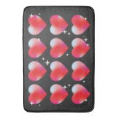 Rode blauwe harten en sterren op zwarte achtergron badmat (Voorkant Verticaal)