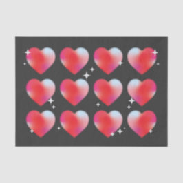 Rode blauwe harten en sterren op zwarte achtergron tissuepapier