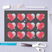 Rode blauwe harten en sterren op zwarte achtergron tissuepapier (Craft)