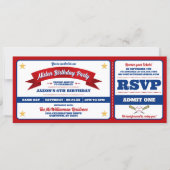 Rode & Blauwe Honkbal Allstar Ticket Verjaardag Kaart (Voorkant)