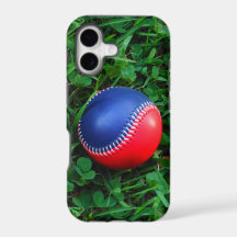 Rode & Blauwe Honkbal met Witte Steek