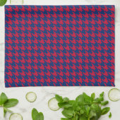 Rode & blauwe houndstooth keukendoek theedoek (Gevouwen)