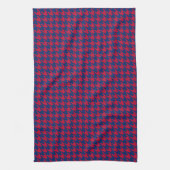 Rode & blauwe houndstooth keukendoek theedoek (Verticaal)