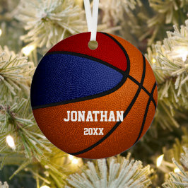 rode blauwe jongens herdenken basketbal metalen ornament