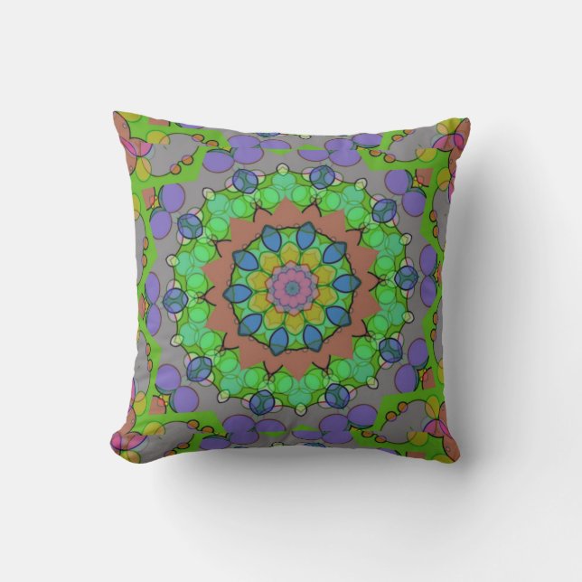 Rode Blauwe Kerst Kaleidoscoop Pillow Kussen (Voorkant)