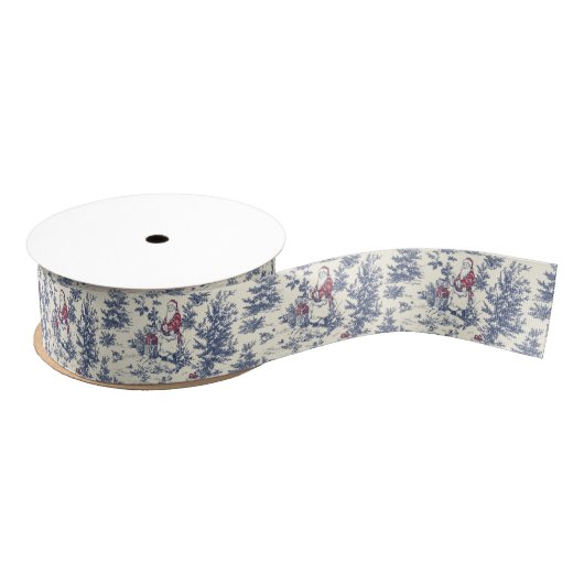 Rode & Blauwe Kerst Santa Toile Grosgrain Lint (Spoel)