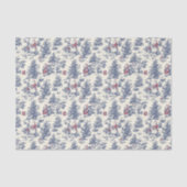 Rode & Blauwe Kerst Santa Toile Tissuepapier (Voorkant)