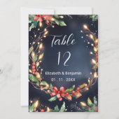 Rode blauwe kerstbloem krans Tafelnummers (Voorkant)