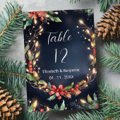 Rode blauwe kerstbloem krans Tafelnummers