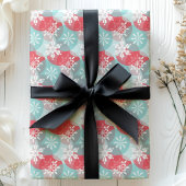 Rode Blauwe Kerstsneeuwvlokken Cadeaupapier