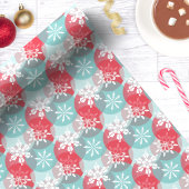 Rode Blauwe Kerstsneeuwvlokken Cadeaupapier