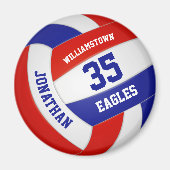 rode blauwe kleuren team naam volleybal magneet (Voorkant)