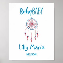 Rode & Blauwe Kleurrijke Boho Baby Droomvanger Poster