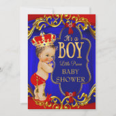 Rode Blauwe Koninklijke Jongen Prins Baby Shower Kaart (Voorkant)