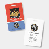 Rode Blauwe Lagen Sjabloon Foto ID Badge (Voor- en achterkant)