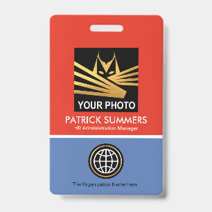 Rode Blauwe Lagen Sjabloon Foto ID Badge