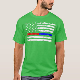 Rode Blauwe Lijn van de politie van de brandweer T-shirt