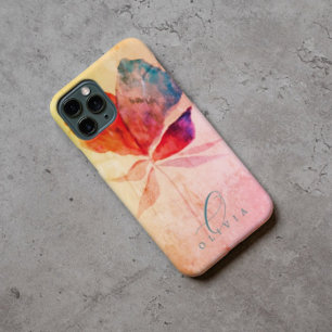 Rode Blauwe Maan Floral Handtekening Monogramed Case-Mate iPhone 14 Hoesje