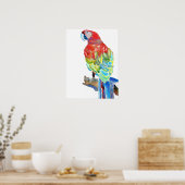 Rode Blauwe Macaw Parrots Parrot Waterverf Poster (Keuken)