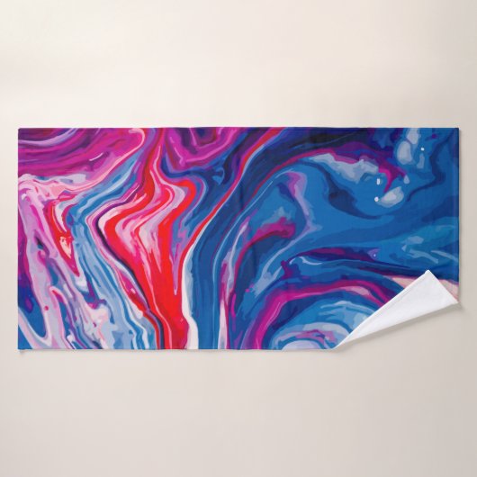 Rode blauwe marmertextuur badhanddoek (Badhanddoek)