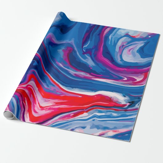Rode blauwe marmertextuur cadeaupapier (Uitgerold)