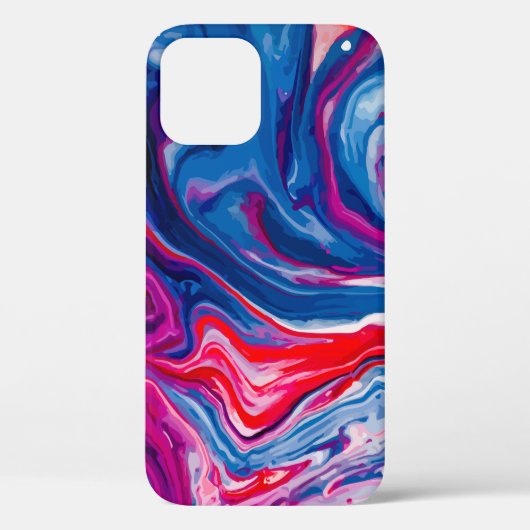 Rode blauwe marmertextuur Case-Mate iPhone case (Achterkant)