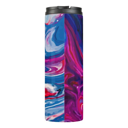 Rode blauwe marmertextuur thermosbeker (Achterkant)