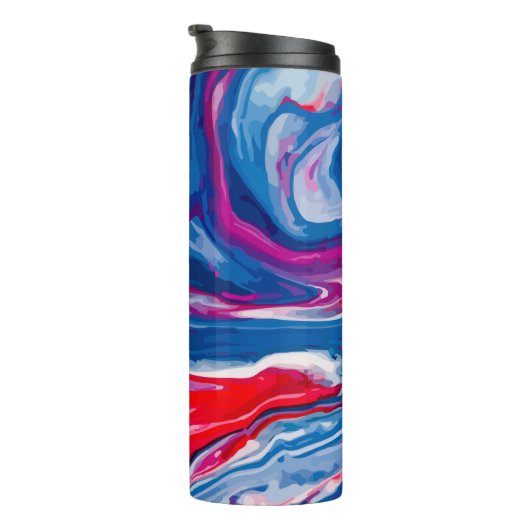 Rode blauwe marmertextuur thermosbeker (Geroteerd rechts)