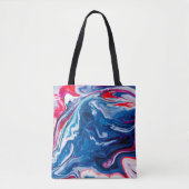 Rode blauwe marmertextuur tote bag (Voorkant)