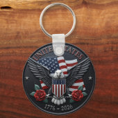 Rode & Blauwe Metallic Textuur USA Semiquincentenn Sleutelhanger (Voorkant)
