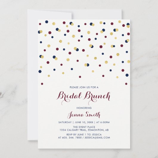 Rode & Blauwe Moderne Confetti Bruiloft Bruidsfees Kaart (Voorkant)