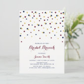 Rode & Blauwe Moderne Confetti Bruiloft Bruidsfees Kaart (Staand voorkant)