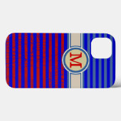 rode blauwe monogrammed strepen Case-Mate iPhone case (Achterkant (horizontaal))