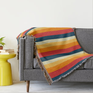 Rode, blauwe, oranje en gele strepen deken
