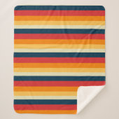 Rode, blauwe, oranje en gele strepen sherpa deken (Voorkant)