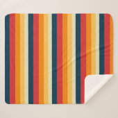Rode, blauwe, oranje en gele strepen sherpa deken (Voorkant (horizontaal))