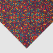 Rode blauwe paarse kaleidoscoop patroon tissuepapier (Detail)