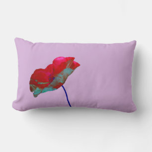 Rode blauwe papaver op roze kussen