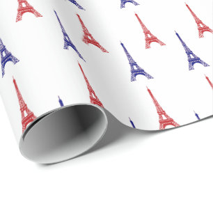 Rode Blauwe Paris Cadeaupapier Inpakpapier Frankri