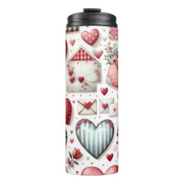 RODE & BLAUWE PATCHWORK VALENTIJN HARTEN & LIEFDES THERMOSBEKER