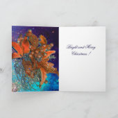 RODE BLAUWE POINSETTIAS, CHRISTMAS STARS IN SPARKL FEESTDAGEN KAART (Binnen)