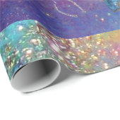 RODE BLAUWE POINSETTIAS, VLINDER IN GOUDEN SPRANKE CADEAUPAPIER (Rol Hoek)