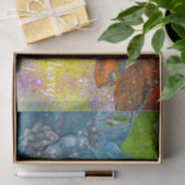 RODE BLAUWE POINSETTIAS, XMAS STARS IN GROENE SPAR TISSUEPAPIER (Geschenk)