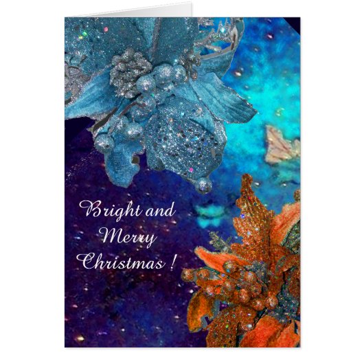 RODE BLAUWE POINSETTIAS, XMAS STARS IN SILVER SPAR (Voorkant)