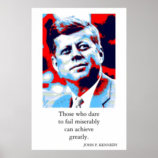 Rode Blauwe Pop Art JFK John F. Kennedy Quote Achi Poster (Voorkant)