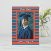 Rode & Blauwe Preppy Middelbare School Foto Afgest Aankondiging (Staand voorkant)