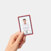 Rode Blauwe Rand Naam Titel Logo Foto ID Badge (Handheld)