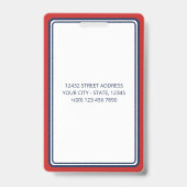 Rode Blauwe Rand Naam Titel Logo Foto ID Badge (Achterkant)
